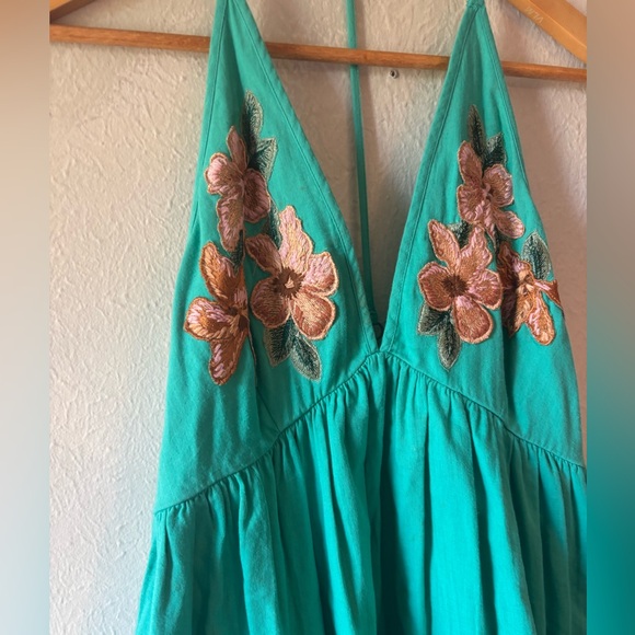 Free People love and flowers‎ Turquoise Halter Dress size S - Picture 4 of 7